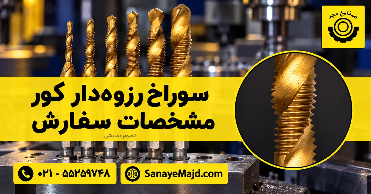 تصویر نمایشی ابزارهای سوراخ‌کاری و رزوه‌زنی برای راهنمای سفارش سوراخ کور