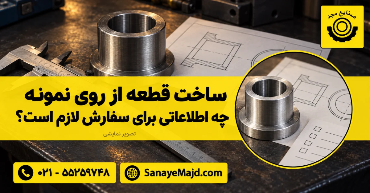تصویر نمایشی بوش فلزی، طرح قطعه و برگهٔ اطلاعات سفارش